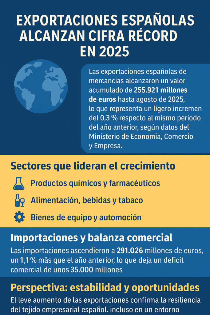 Exportaciones españolas alcanzan cifra récord en 2025: un impulso que refuerza la proyección internacional